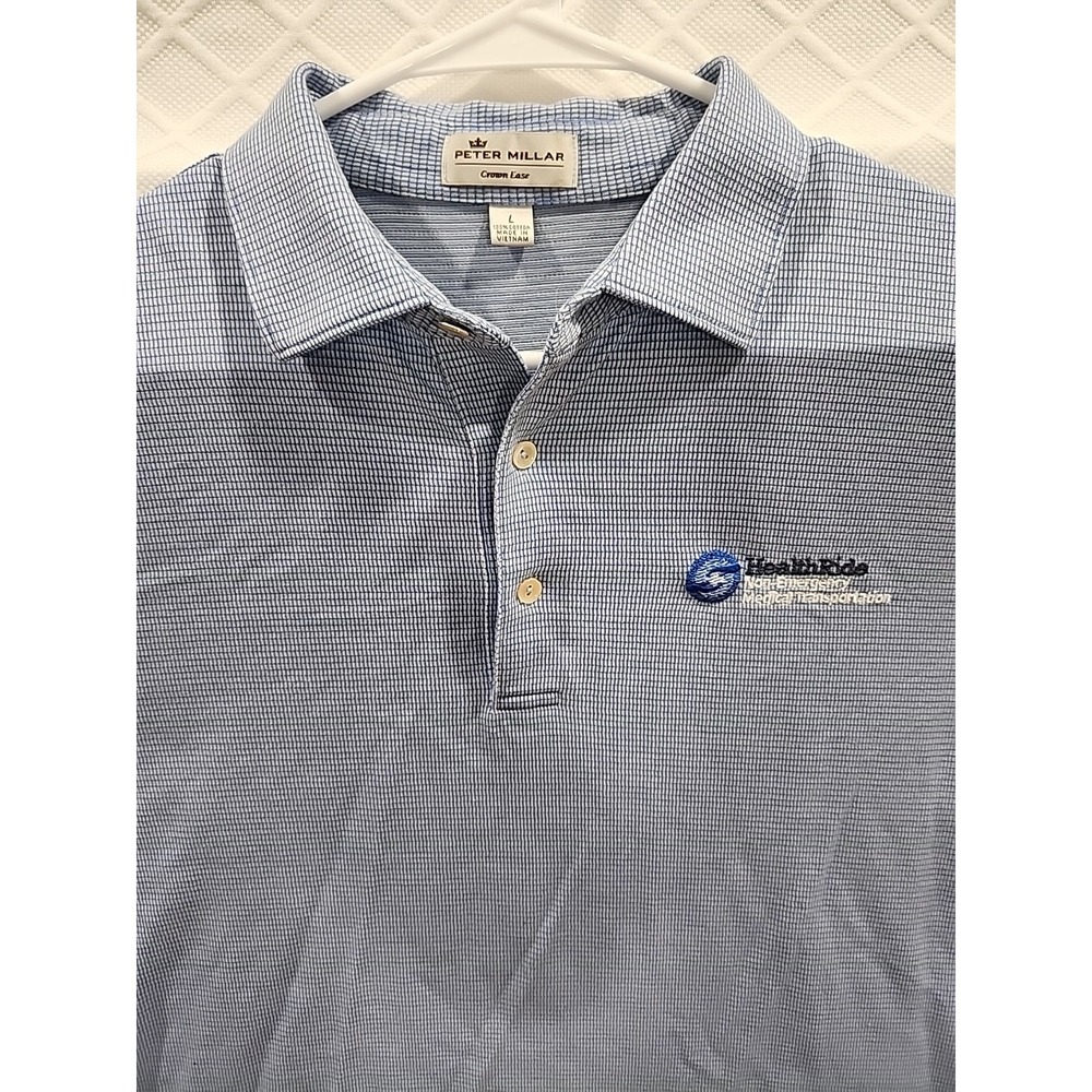 Peter Millar Crown Ease Polo Shirt Mens L, SHORT SLEEVE‎ Embroidered Cotton